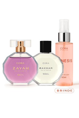 Kit Perfumes Zayah e Zakhar + Brinde Body Gênesis 60 ml